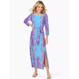 Lilly Pulitzer Carabella ChillyLilly Midi Dress Seaweed Samba Multicolor Small